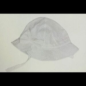 Wonder Nation |Girls Toddler One Size | White Eyelet Strap/Bow Sun Hat NEW NWT